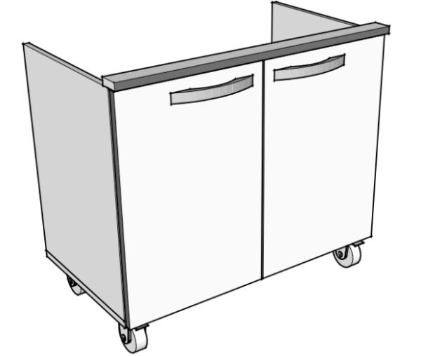 Meuble bas sur roulettes à porte(s) sous Evier 60cm/120cm